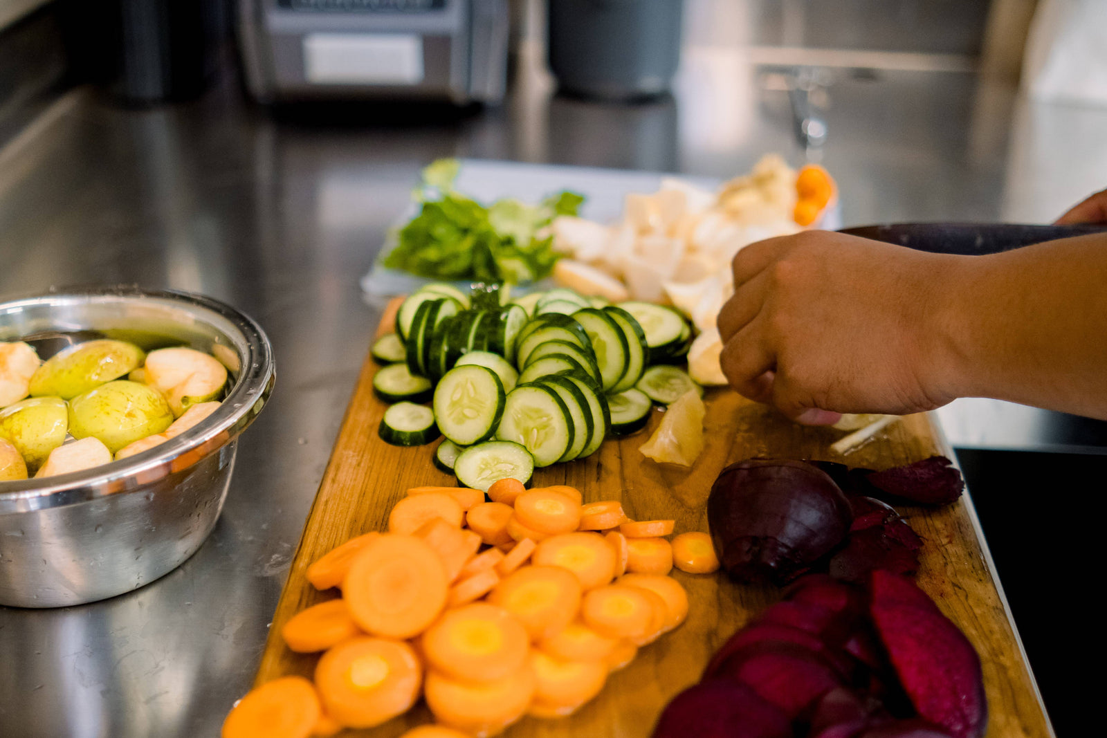 Fresh vegetables being prepared