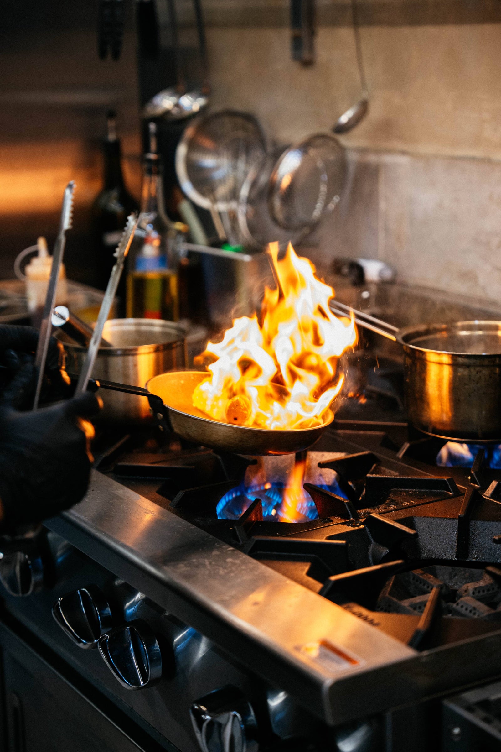 Cooking in the café kitchen