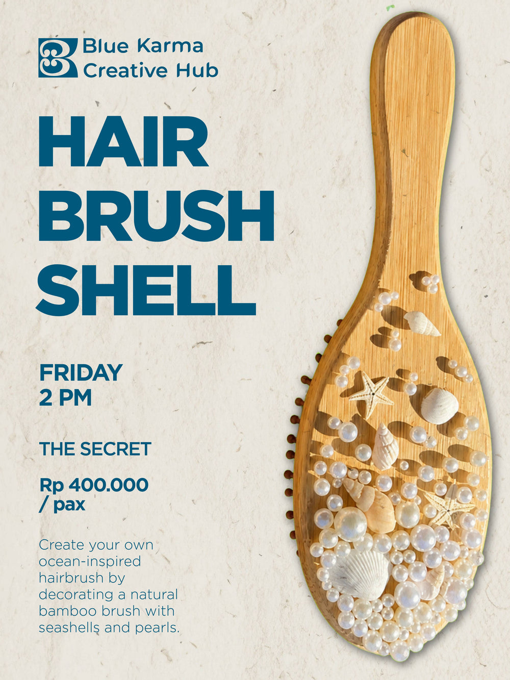 Seashell Hairbrush Decorating Workshop poster