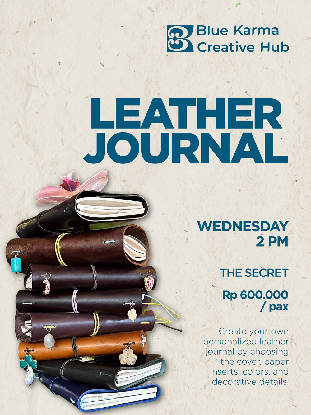 Handmade Leather Journal Workshop poster